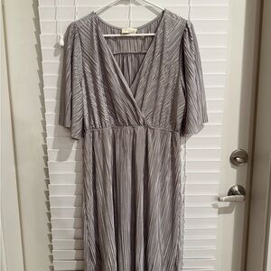 Elegant Silver Pleated Dress